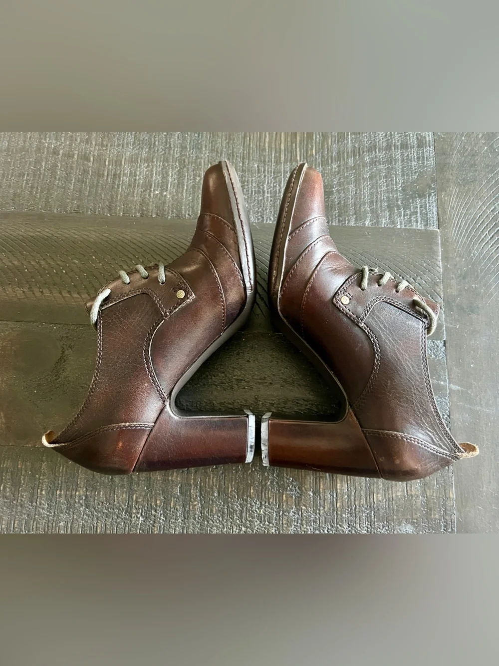 Frye Adrienne Oxford Heels Womens 8 Brown Leather Academia Vintage Lace Up